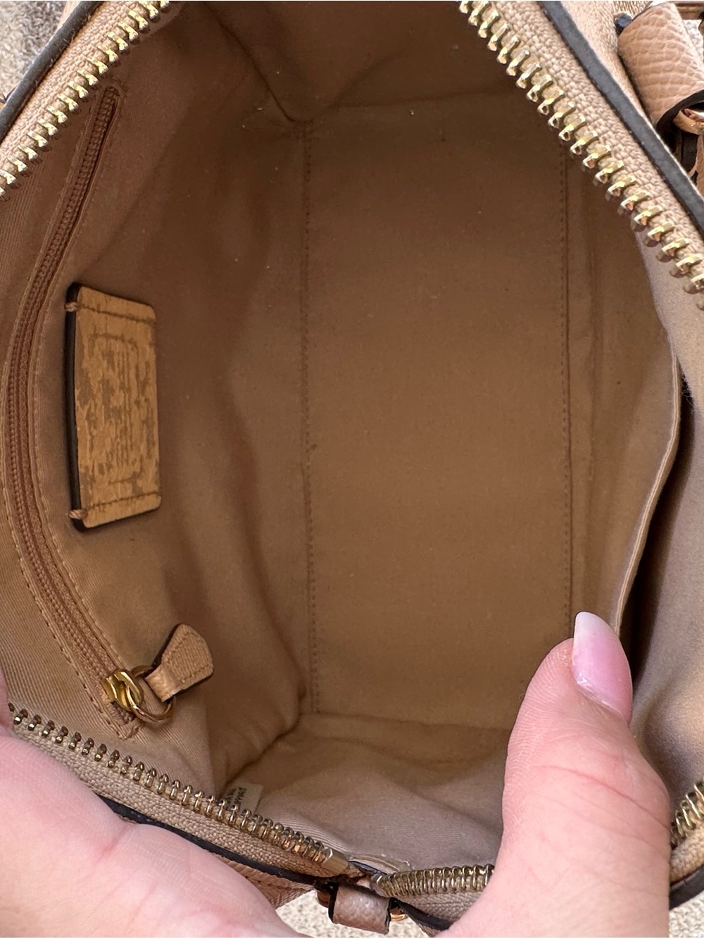 Coach Tan Pebbled Leather Mini Satchel with Gold Hardware - Picture 12 of 13